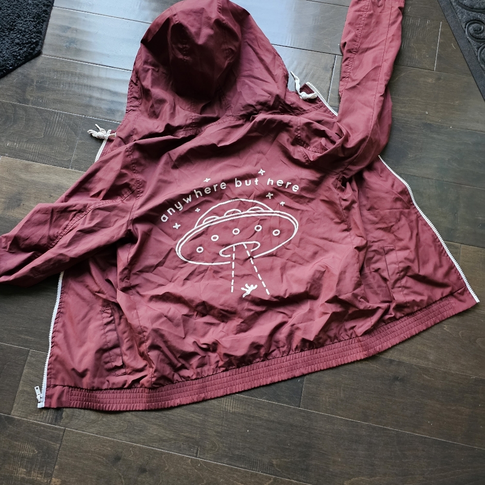 Alien abduction zip-up windbreaker hoodie